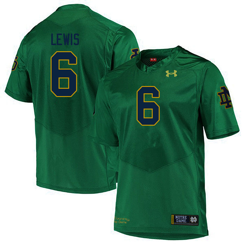 Men #6 Clarence Lewis Notre Dame Fighting Irish College Football Jerseys Sale-Green - Click Image to Close